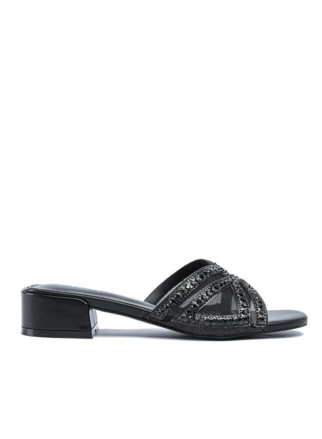 فايور Stylish Ornate Metallic Block Heel  AJ 021